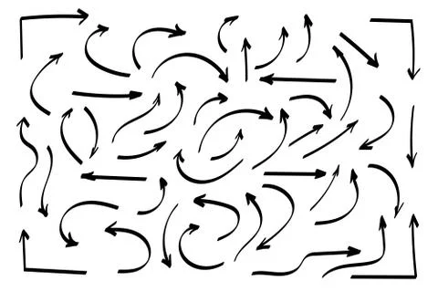 Doodle symbols. Pointer icons. Pointer graphic symbols. Stock Illustration