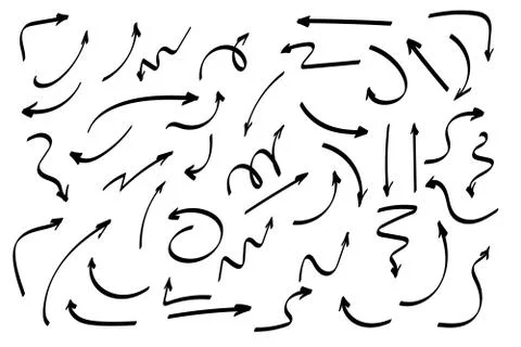 Doodle symbols. Pointer icons. Pointer graphic symbols. Stock Illustration