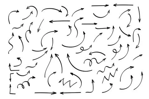 Doodle symbols. Pointer icons. Pointer graphic symbols. 库存插图