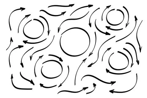 Doodle symbols. Pointer icons. Pointer graphic symbols. Stock Illustration