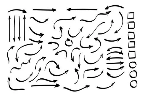 Doodle symbols. Pointer icons. Pointer graphic symbols. Stock Illustration