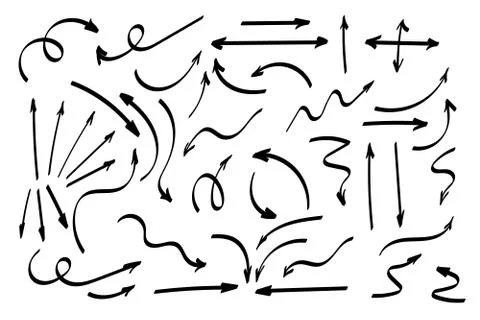 Doodle symbols. Pointer icons. Pointer graphic symbols. Stock Illustration