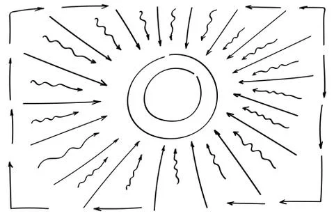 Doodle symbols. Pointer icons. Pointer graphic symbols. Illustrazione stock