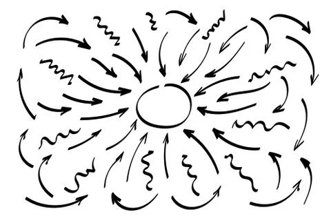 Doodle symbols. Pointer icons. Pointer graphic symbols. Illustrazione stock