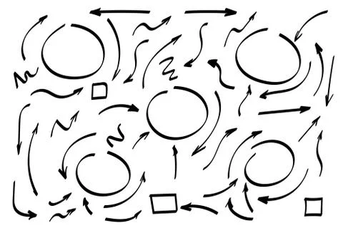 Doodle symbols. Pointer icons. Pointer graphic symbols. 库存插图