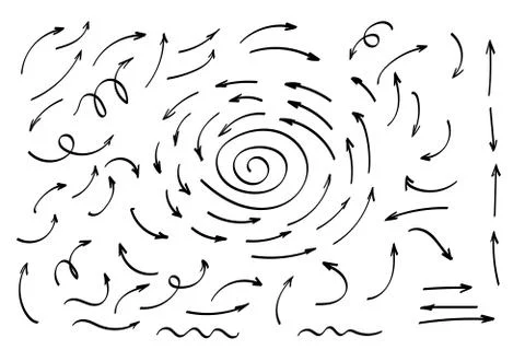 Doodle symbols. Pointer icons. Pointer graphic symbols. Stock Illustration