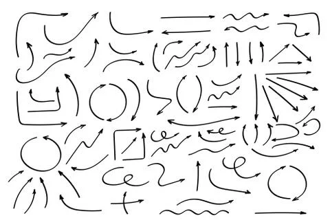 Doodle symbols. Pointer icons. Pointer graphic symbols. Illustrazione stock