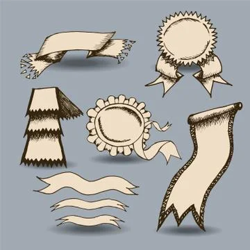 Doodle tag label  set Stock Illustration