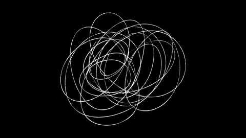 Doodle tangled scribble ball on black background, hand drawn mental health chaos Stock Footage 339914255