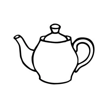 Doodle teapot. Hand drawn vector illustration Stock Illustration