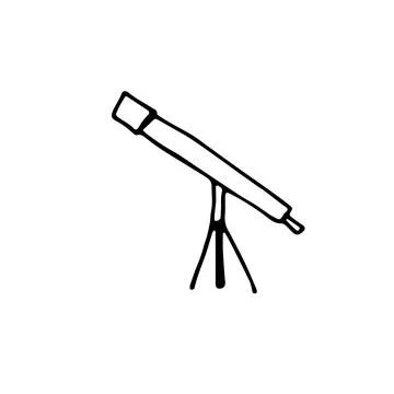 Doodle telescope image. Outline scope Vector illustration Stock Illustration