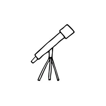 Doodle telescope image. Outline scope Vector illustration Stock Illustration