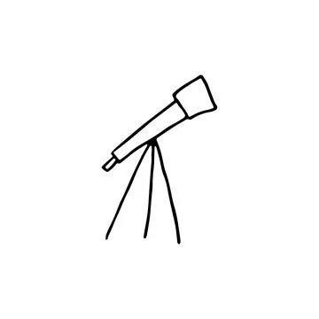 Doodle telescope image. Outline scope Vector illustration 스톡 일러스트