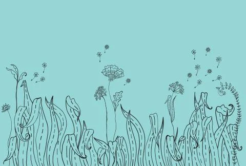 Doodle tender nature background Stock Illustration