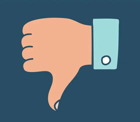 Doodle thumbs down icon or logo hand drawn on dark background Stock Illustration
