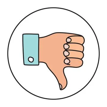 Doodle thumbs down icon or logo hand drawn with thin line Stock Illustration
