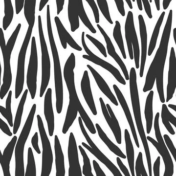 Doodle tiger skin seamless pattern. Monochrome zebra skin, stripes wallpaper. Stock-Illustration