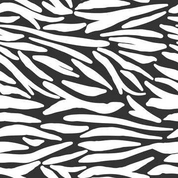 Doodle tiger skin seamless pattern. Monochrome zebra skin, stripes wallpaper. Stock Illustration