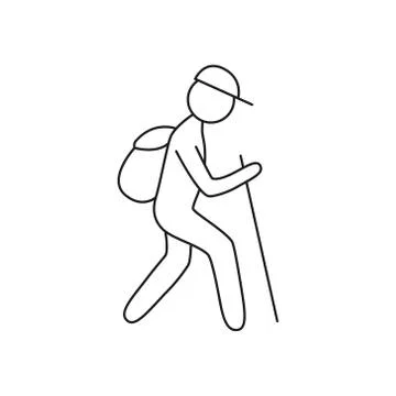 Doodle tourisk with backpack icon Stock Illustration