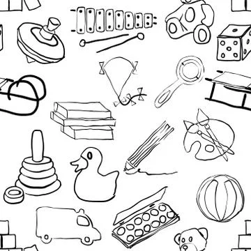 Doodle toys seamless pattern Stock Illustration