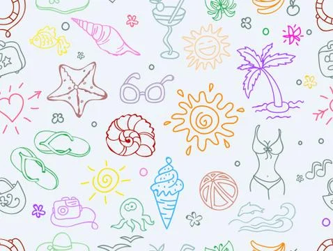 Doodle travel pattern 스톡 일러스트