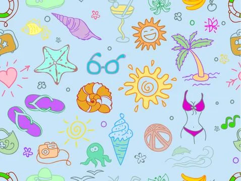 Doodle travel pattern 스톡 일러스트
