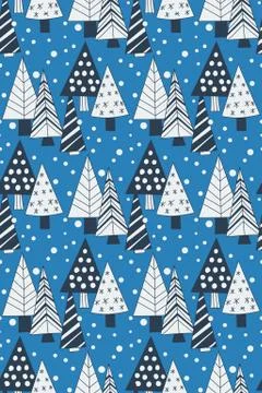 Doodle trees seamless pattern Stock Illustration