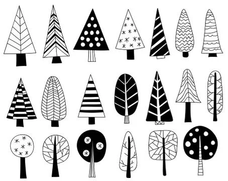 Doodle trees  set Illustrazione stock