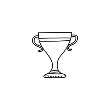 Doodle trophy cup icon. Stock Illustration