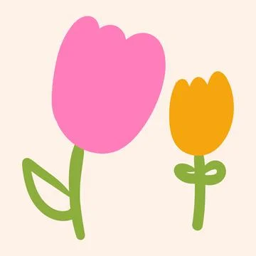 Doodle tulip flower icon. Vector hand drawn doodle illustration. Stock Illustration