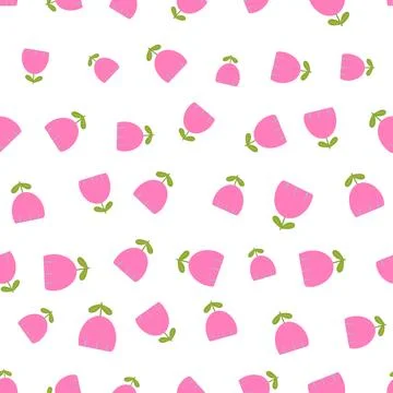 Doodle tulips seamless pattern. Stock Illustration