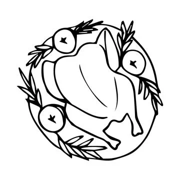 Doodle turkey on table. Thanksgiving day Stock Illustration