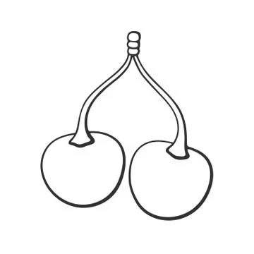 Doodle twin cherries with the stem Stock Illustration