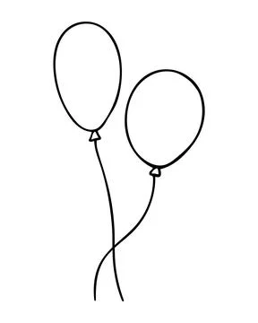 Doodle of two balloons on white background. Stock Illustration