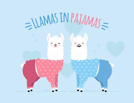 Doodle two llamas Stock Illustration