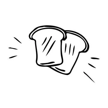 Doodle two slices bread icon. Hand drawn black sketch. Sign symbol. Decoration Stock Illustration