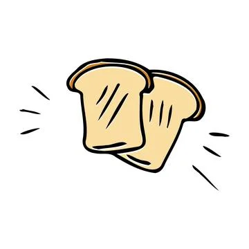 Doodle two slices bread icon. Hand drawn black sketch. Sign symbol. Decoration Stock Illustration