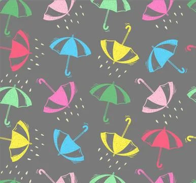 Doodle umbrella and cute pattern Stock Illustration