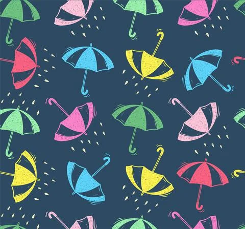 Doodle umbrella and cute pattern Stock Illustration