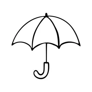 Doodle umbrella. Hand drawn vector illustration Stock Illustration