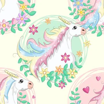 Doodle unicorn pattern for textile design. Animal cartoon. Ditsy print. Trend Illustrazione stock