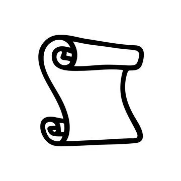Doodle unrolled scroll, hand drawn with thin black line Stock Illustration