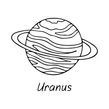 Doodle of Uranus isolated on white background. Stock Illustration