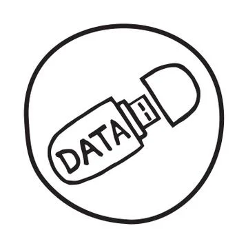Doodle USB memory stick icon Illustrazione stock