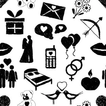 Doodle valentine seamless pattern Stock Illustration