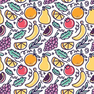 Doodle various fruit collection hand drawing Stock Illustration