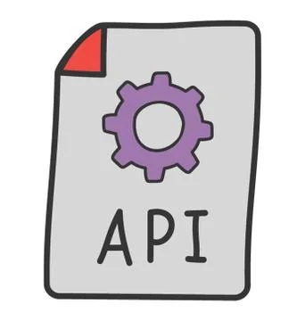 Doodle vector of api configuration icon Stock Illustration