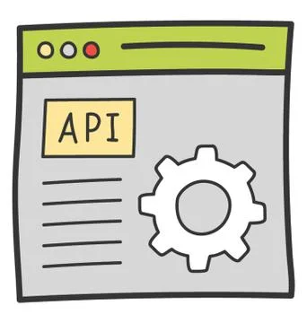 Doodle vector of api programming icon Stock Illustration