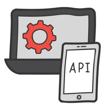 Doodle vector of api programming icon Stock Illustration