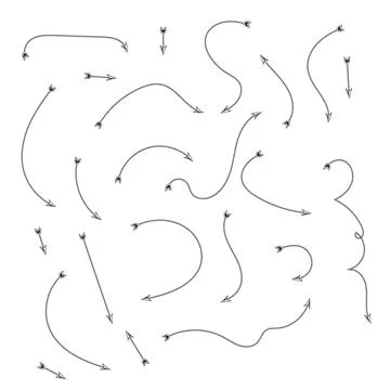 Doodle Vector Arrow Set. Infographic elements isolated on background. Brush 스톡 일러스트